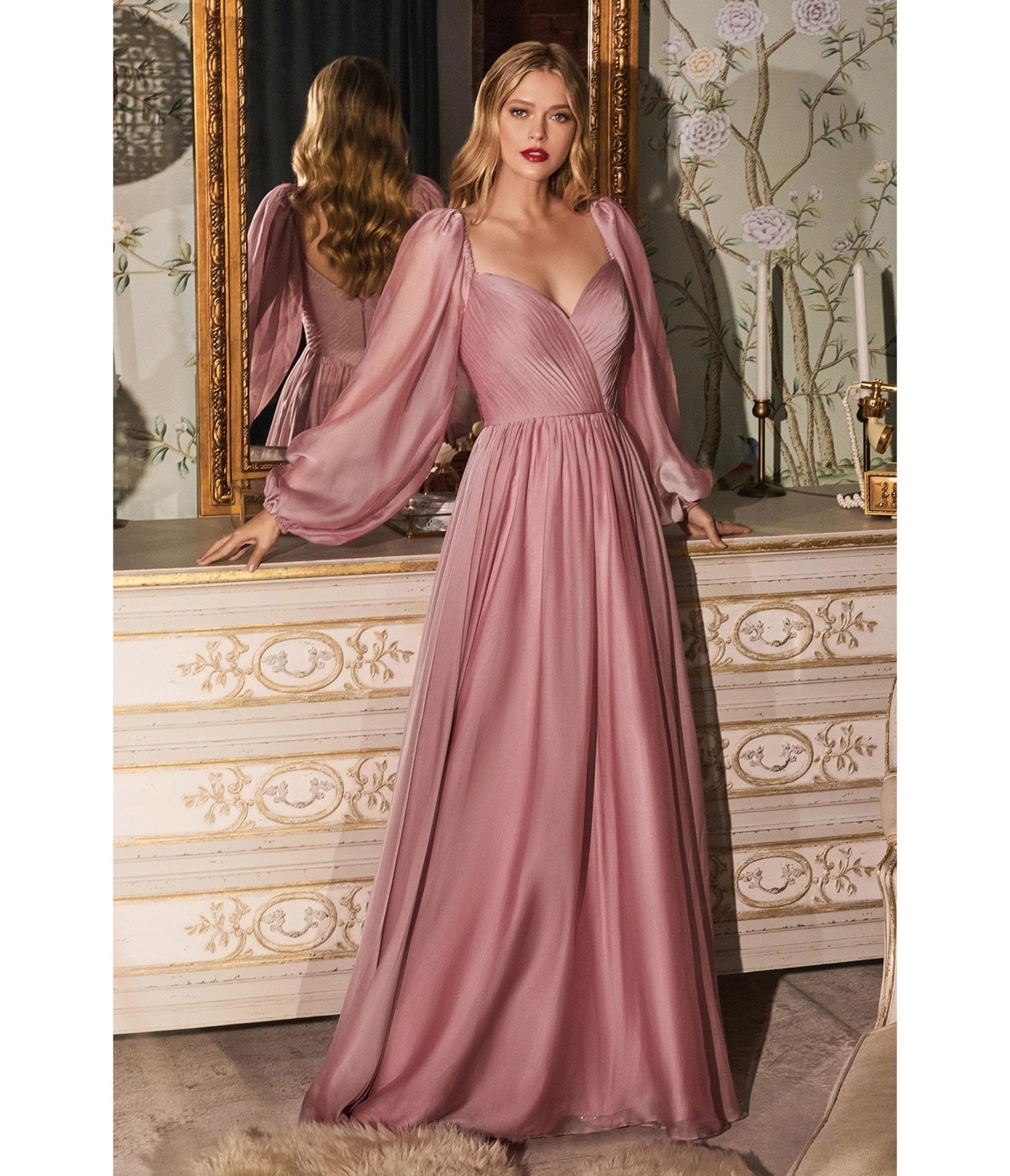 Petal Blush Chiffon Sweetheart Bridesmaid Goddess Gown - Unique Vintage - Womens, DRESSES, PROM AND SPECIAL OCCASION