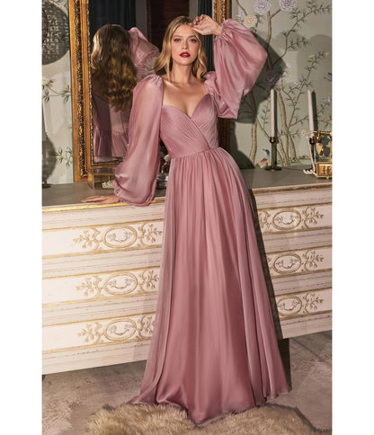 Petal Blush Chiffon Sweetheart Bridesmaid Goddess Gown - Unique Vintage - Womens, DRESSES, PROM AND SPECIAL OCCASION