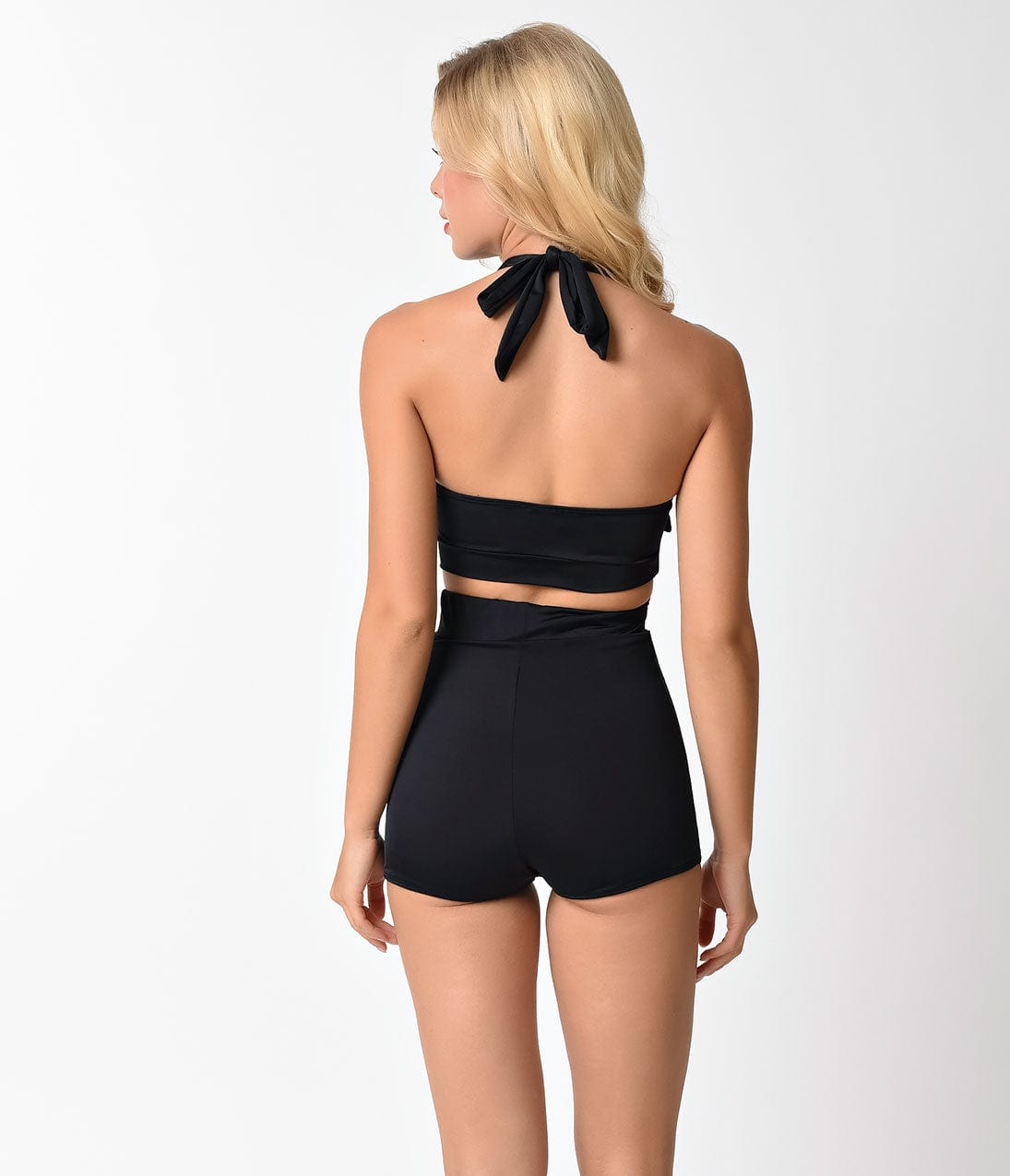 Pin Up Style Black Button High Waist Sailor Swim Bottoms - Unique Vintage - Womens, SWIM, BOTTOM