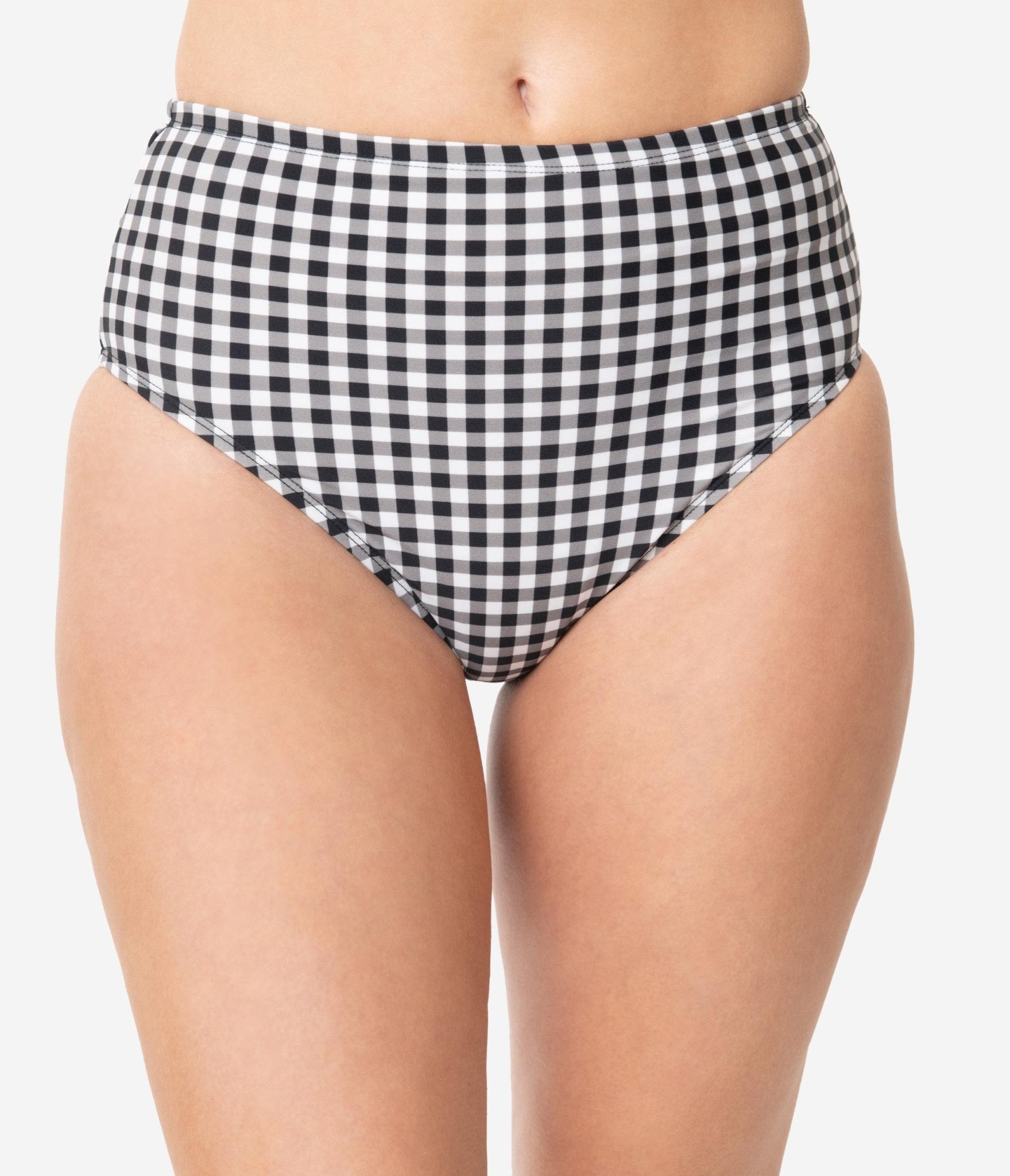 Pin-Up Style Black & White Gingham Swim Bottom - Unique Vintage - Womens, SWIM, BOTTOM