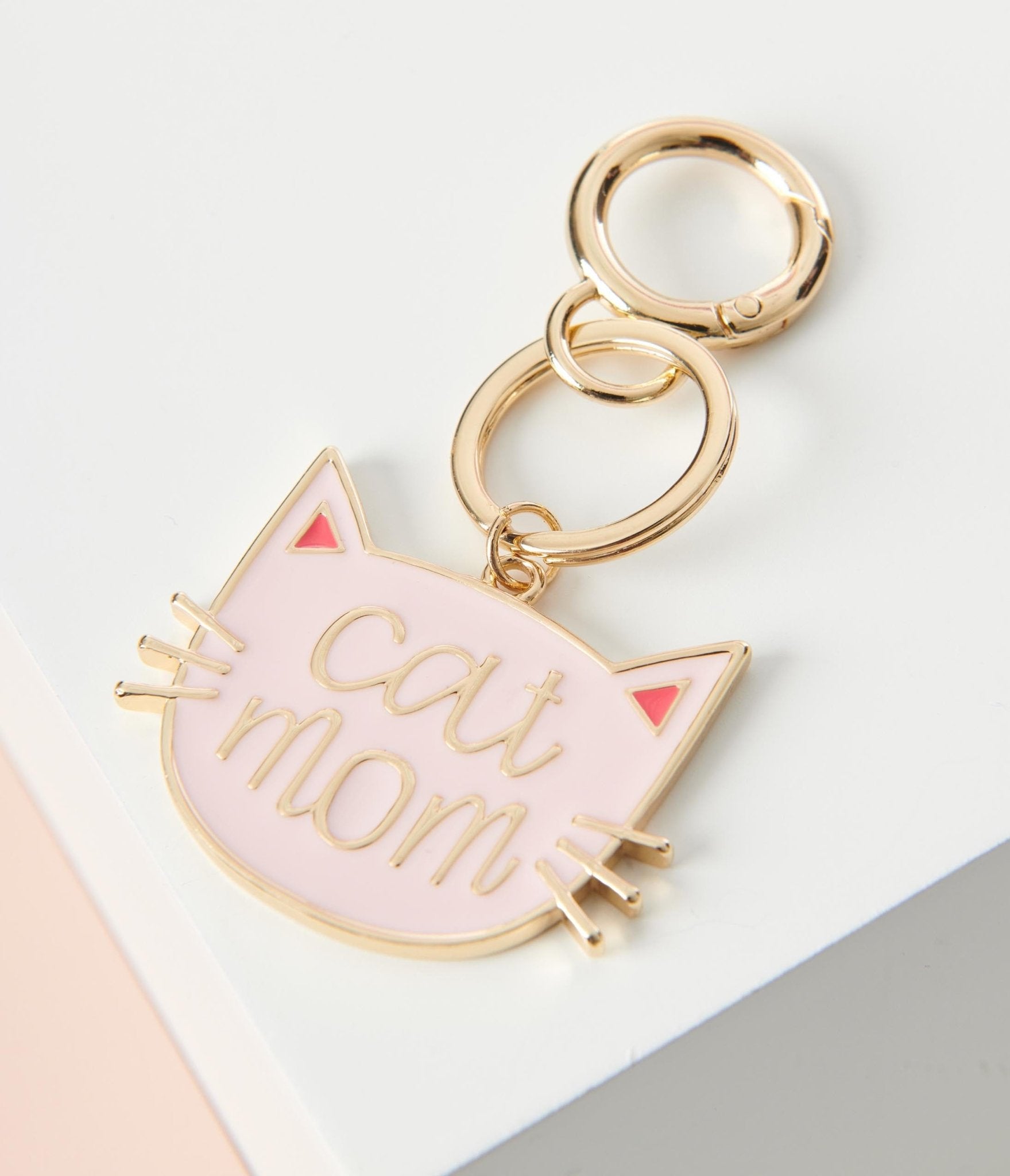 Pink Cat Mom Gold Metal Keychain - Unique Vintage - Womens, ACCESSORIES, JEWELRY