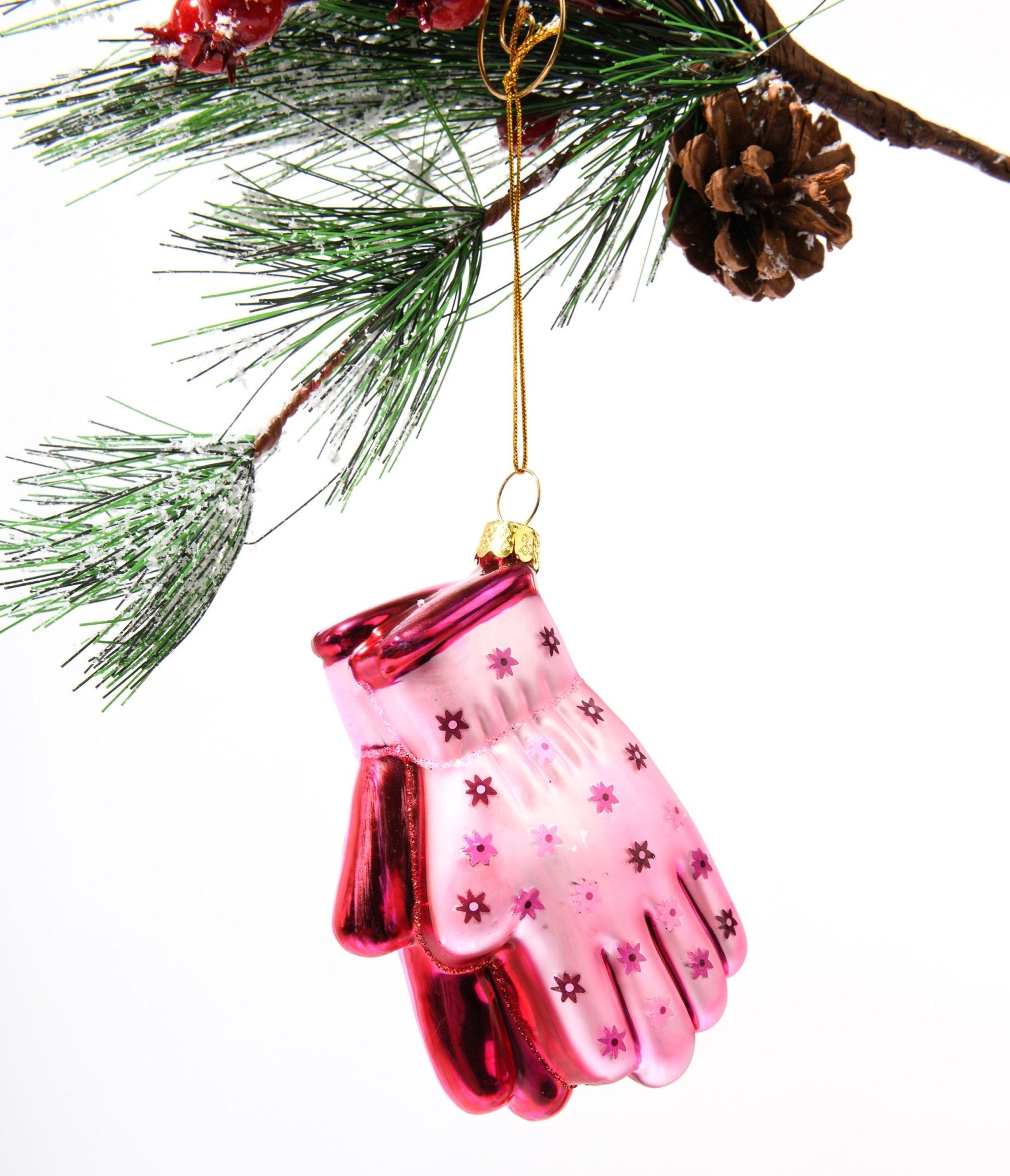 Pink Gardening Gloves Glass Ornament - Unique Vintage - Womens, ACCESSORIES, GIFTS/HOME