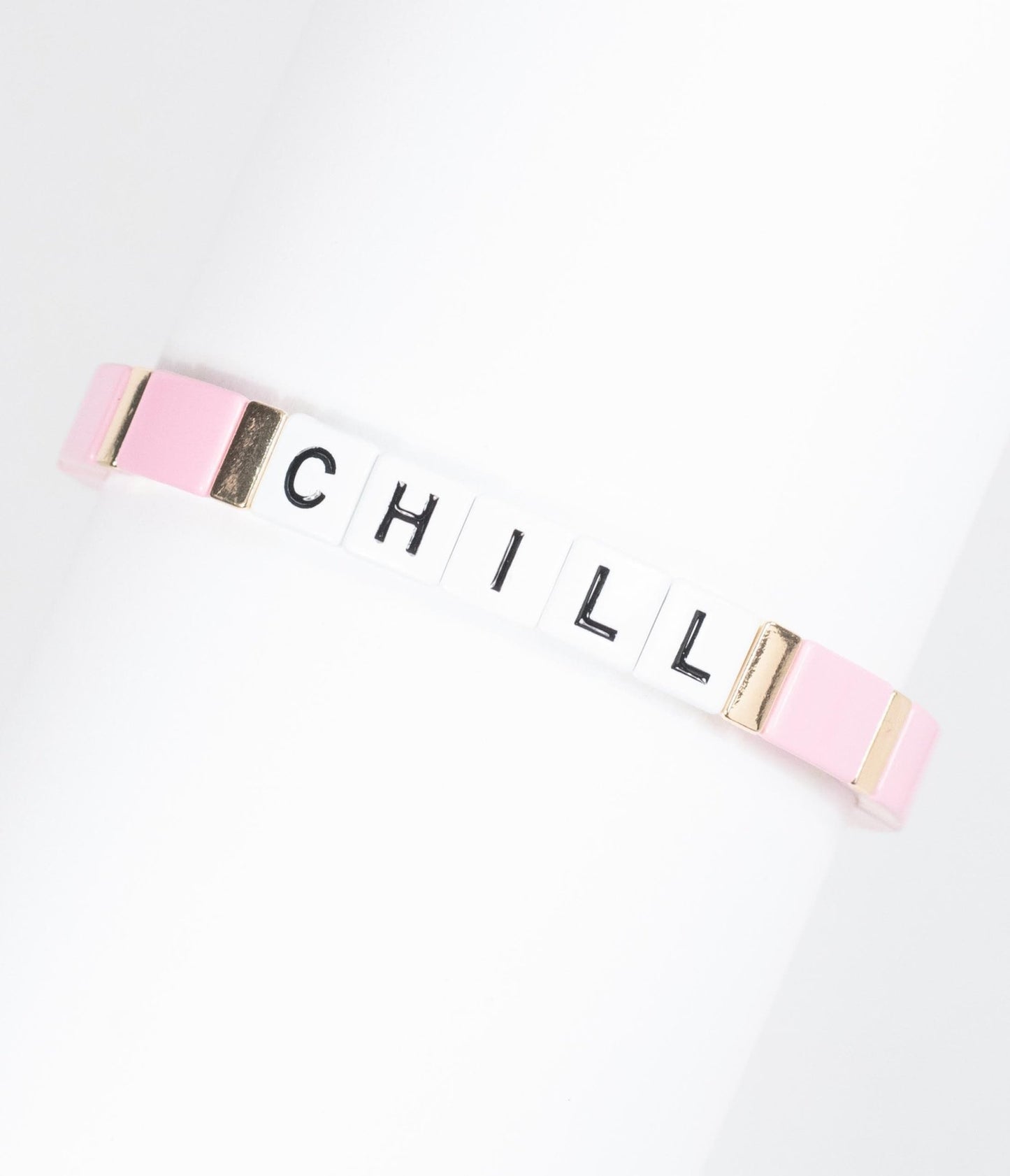 Pink & Gold Chill Word Bracelet - Unique Vintage - Womens, ACCESSORIES, JEWELRY