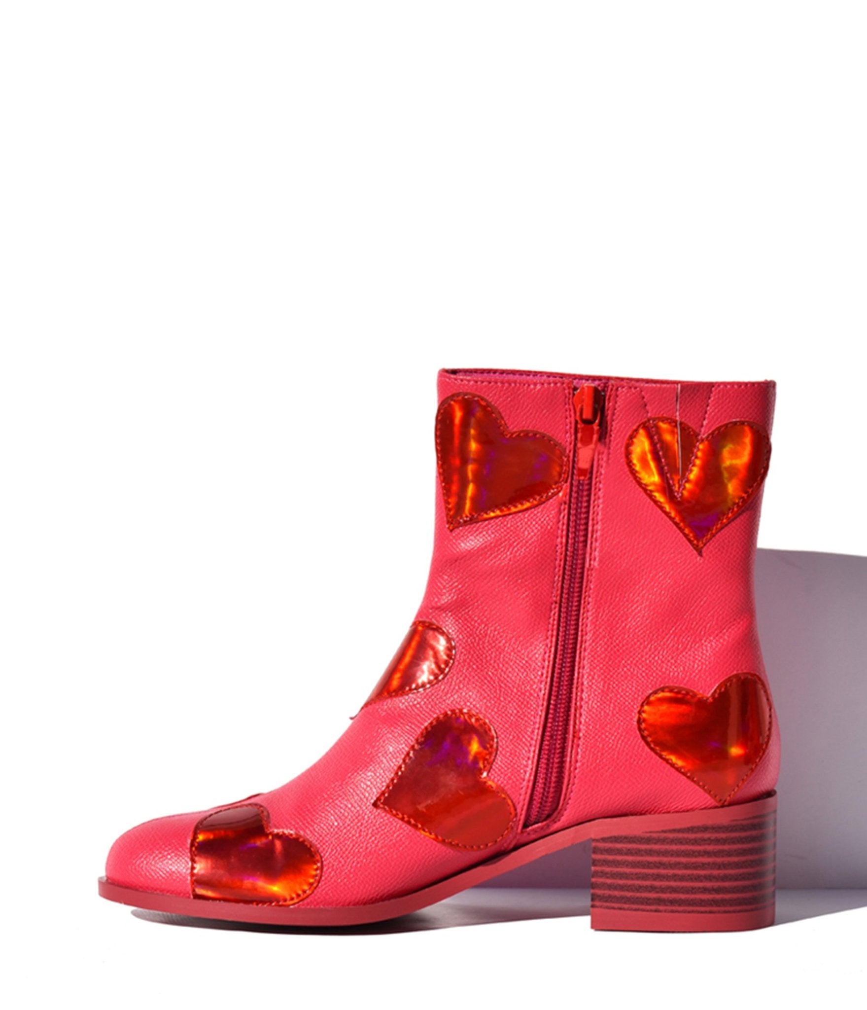 Pink Heart to Heart Ankle Boot - Unique Vintage - Womens, SHOES, BOOTS