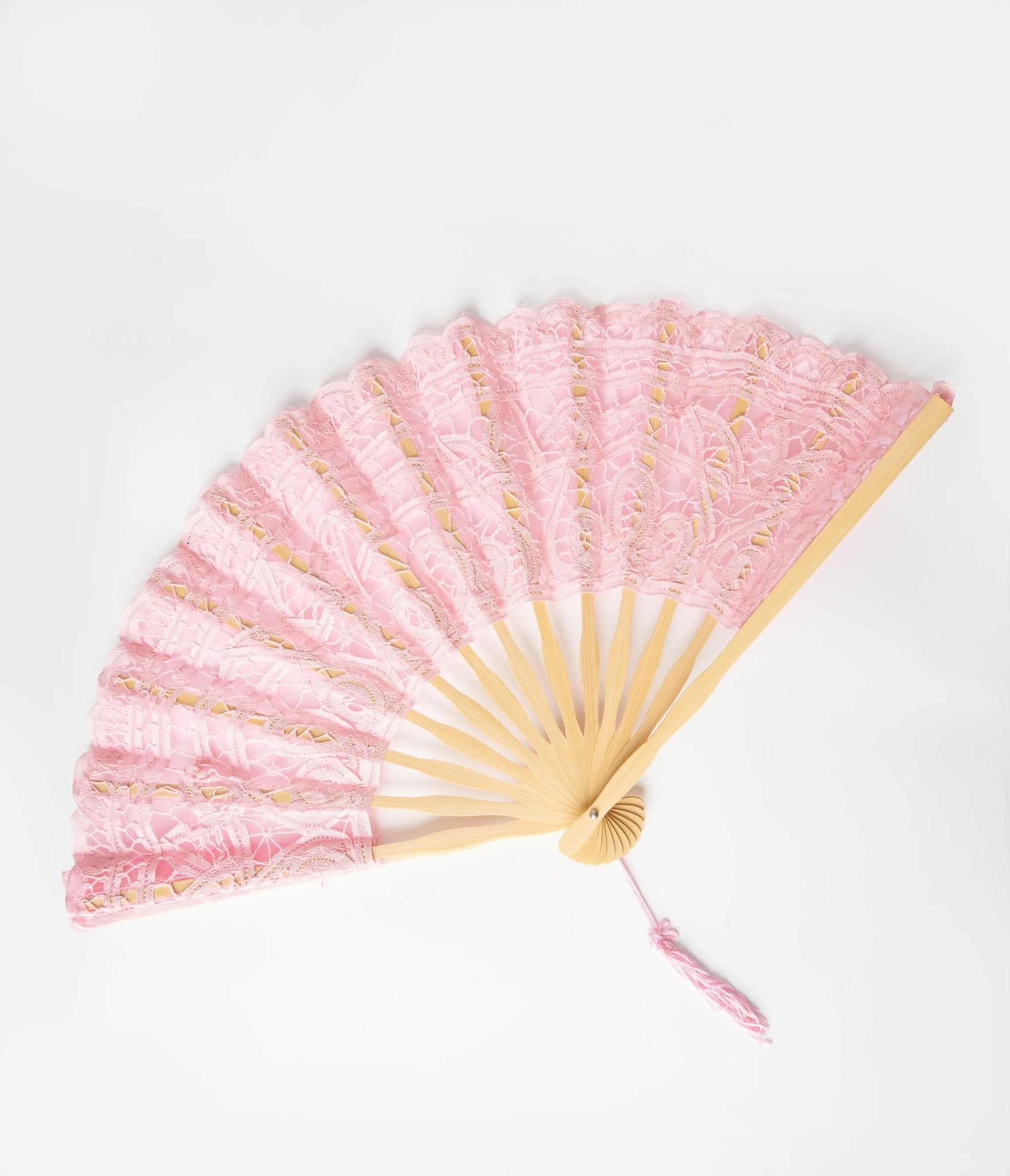 Pink Lace Hand Fan - Unique Vintage - Womens, ACCESSORIES, FLAPPER