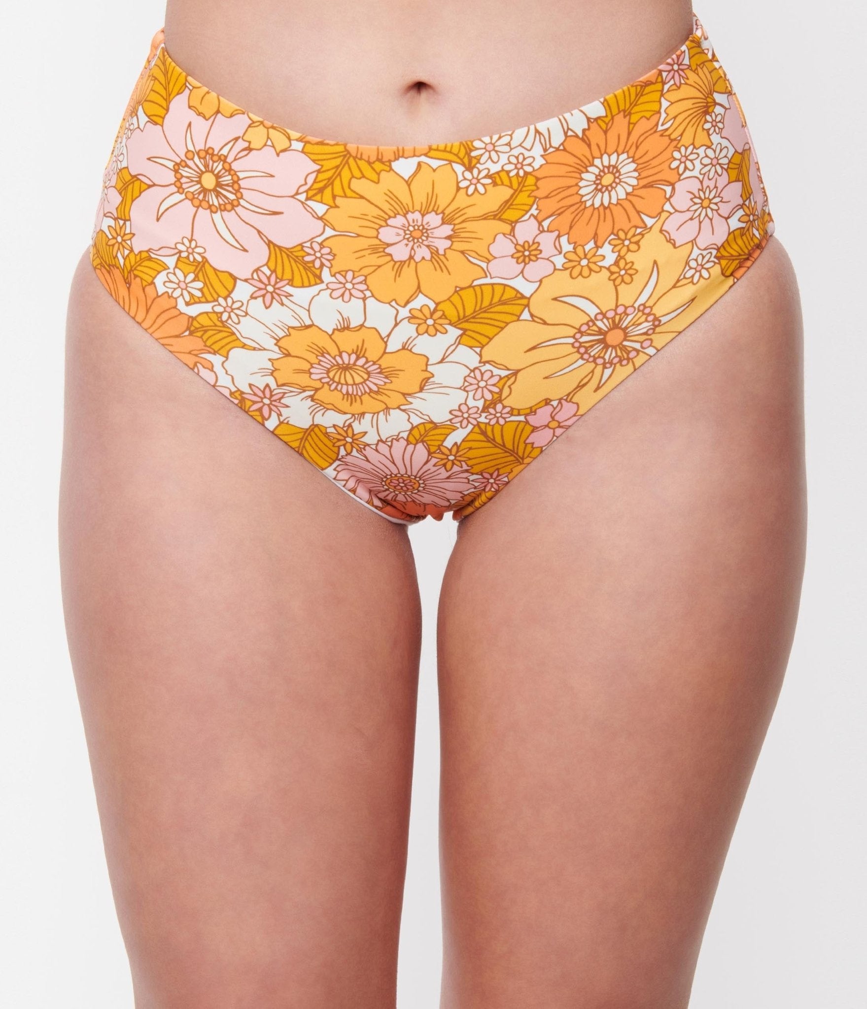 Pink & Orange Florals Reversible Swim Bottom - Unique Vintage - Womens, SWIM, BOTTOM