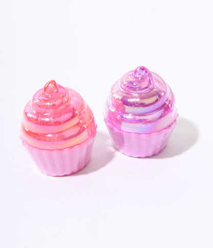 Pink & Purple Cupcake Lip Balm Set - Unique Vintage - Womens, ACCESSORIES, MAKEUP