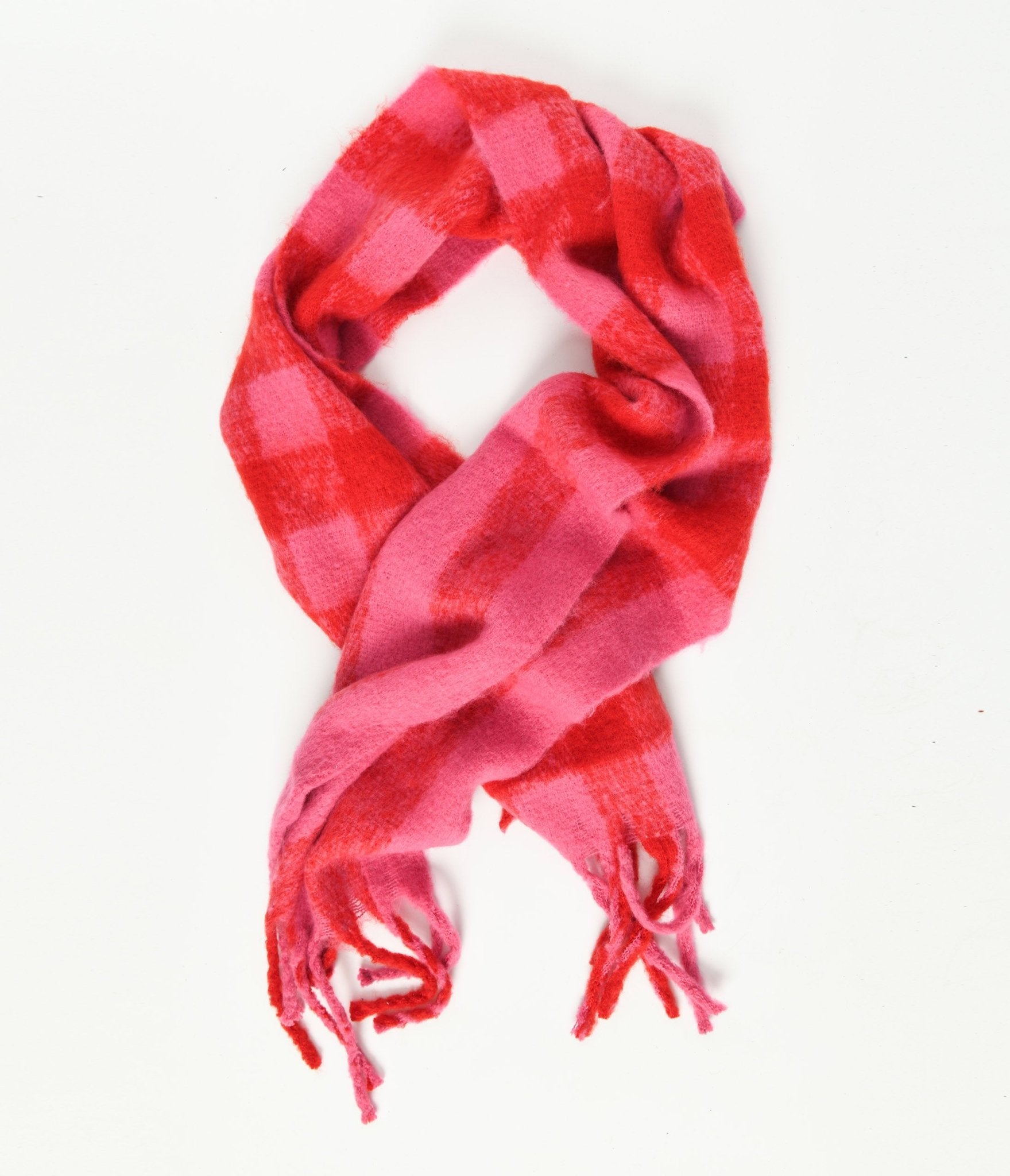 Pink & Red Checkered Noelle Scarf - Unique Vintage - Womens, ACCESSORIES, GLOVES/SCARVES