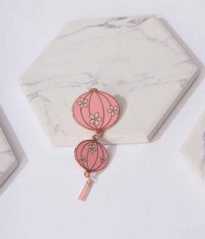 Pink Sakura Lantern Enamel Pin - Unique Vintage - Womens, ACCESSORIES, JEWELRY