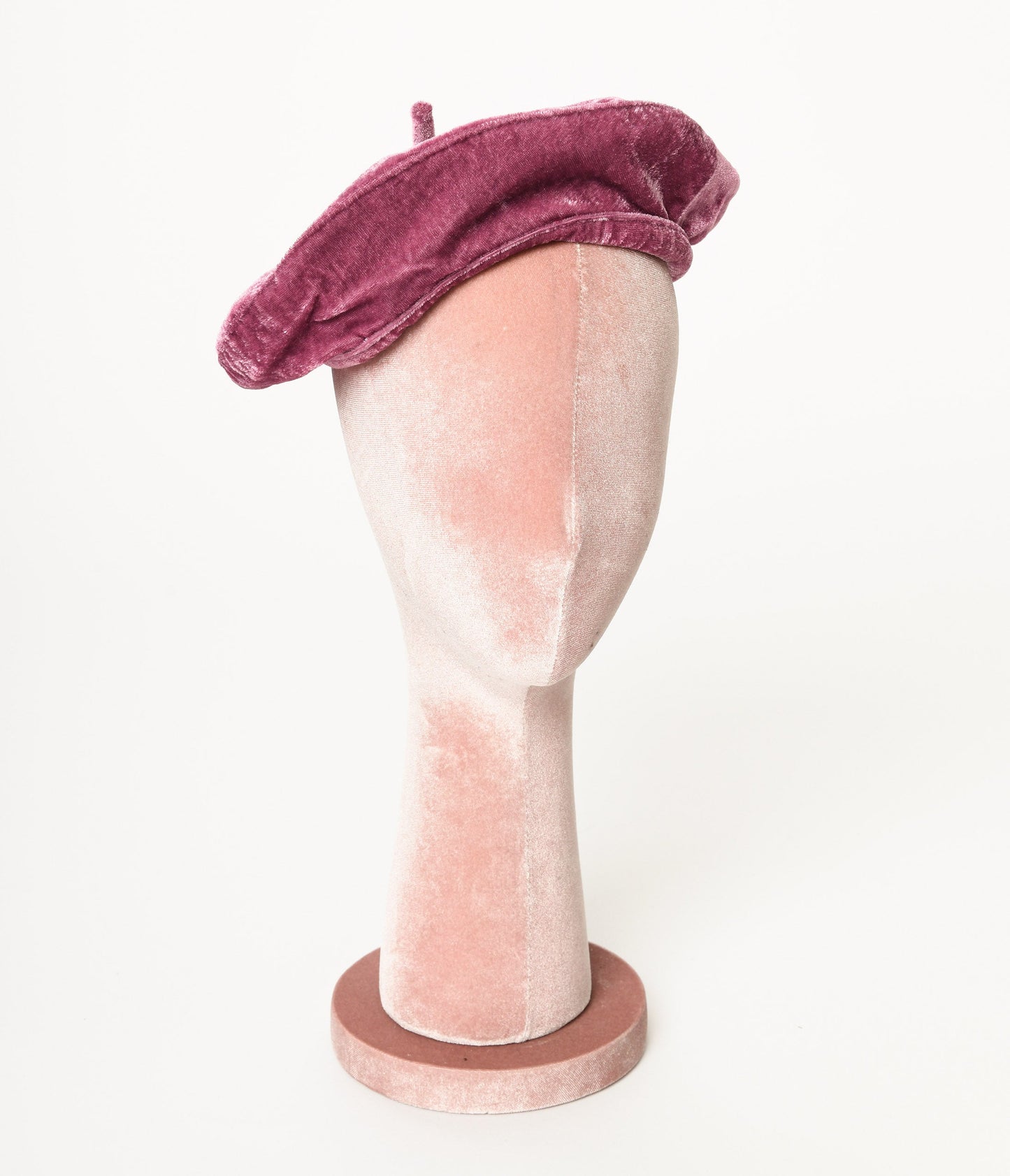 Pink Velvet Beret - Unique Vintage - Womens, ACCESSORIES, HATS