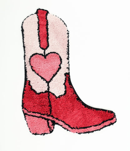 Pink Western Cowboy Boot Rug - Unique Vintage - Womens, ACCESSORIES, GIFTS/HOME