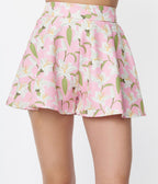 Pink & White Lilies Bama Breeze Top & Shorts Set - Unique Vintage - Womens, BOTTOMS, ROMPERS AND JUMPSUITS