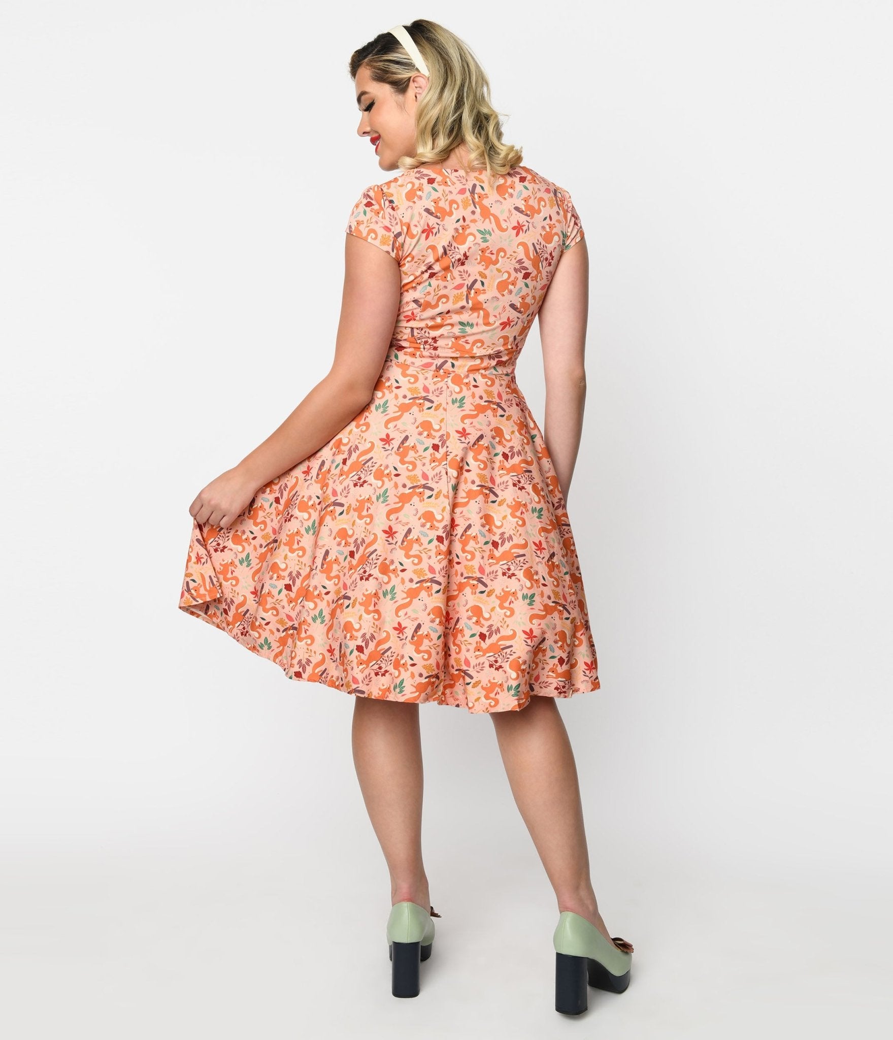 Pink Woodland Squirrel Laura Fit & Flare Dress - Unique Vintage - Womens, DRESSES, SWING