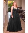 Cinderella Divine  Plus Size Black Glitter Bodice & Tulle Prom Ball Gown