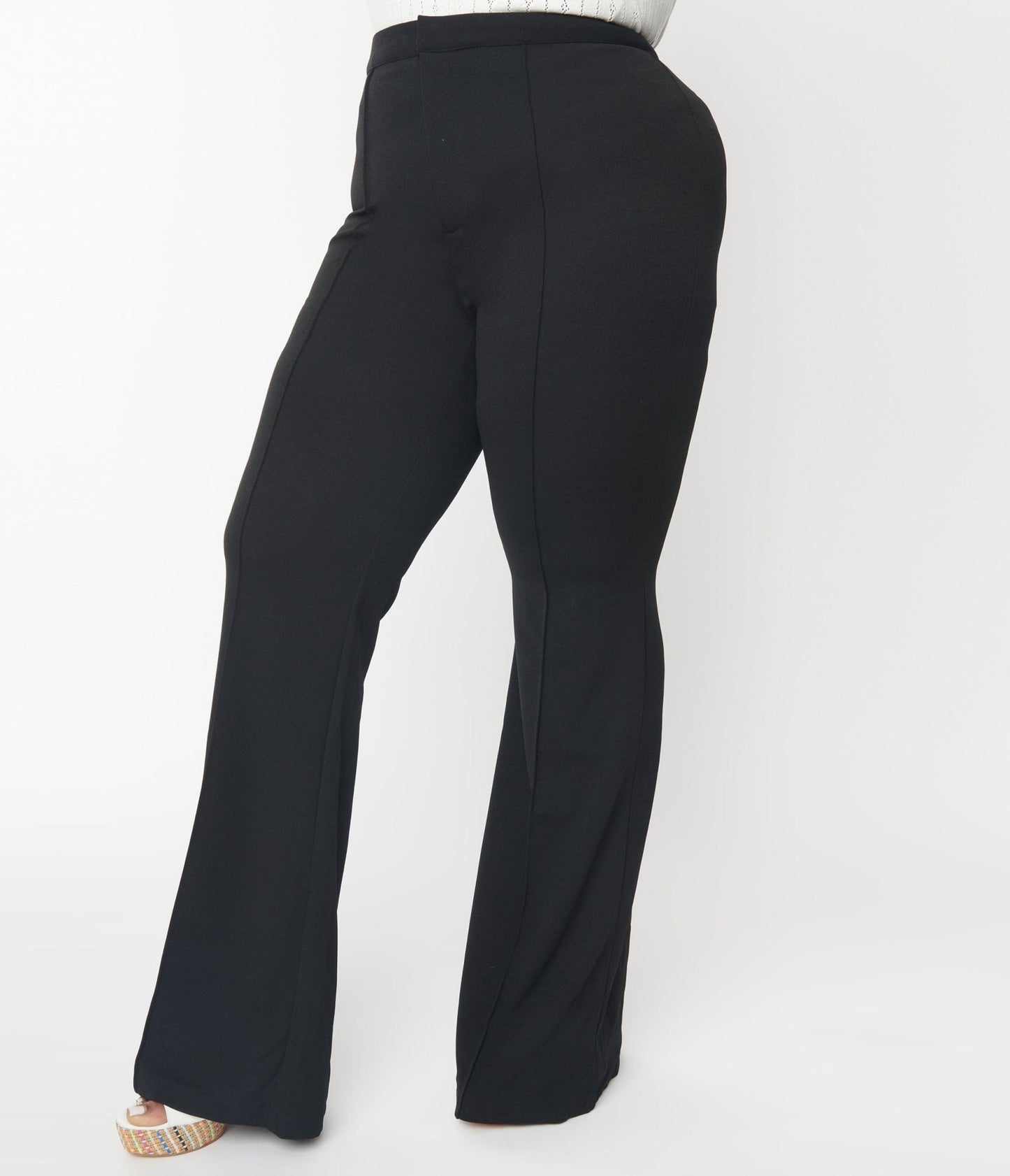 Plus Size Black High Waist Pintuck Pants - Unique Vintage - Womens, BOTTOMS, PANTS