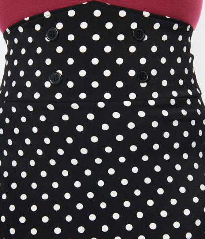 Plus Size Black & White Polka Dot Wiggle Skirt - Unique Vintage - Womens, BOTTOMS, SKIRTS