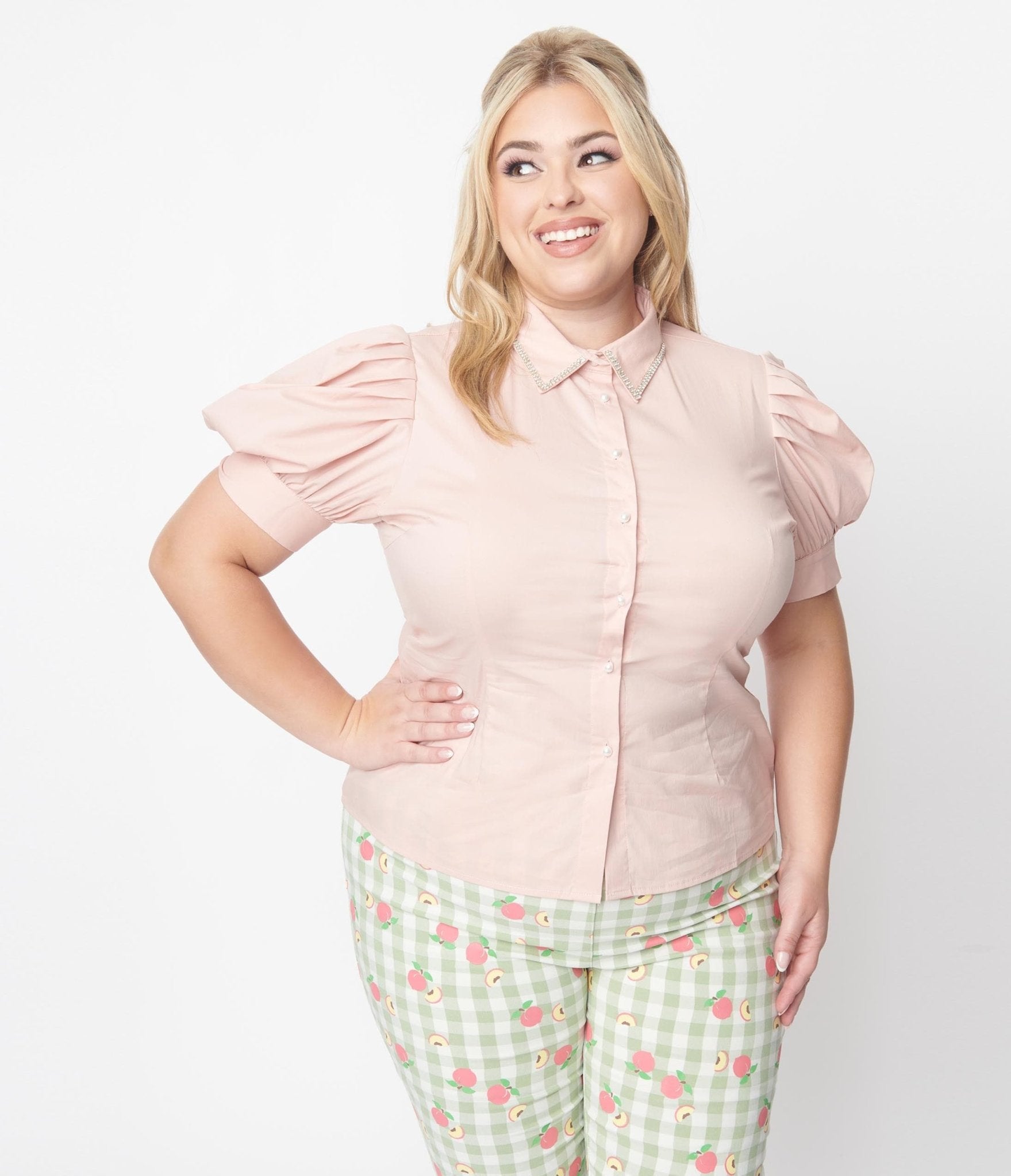 light pink blouse plus size