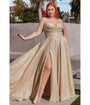 Cinderella Divine  Plus Size Champagne Glitter Corset Prom Ball Gown