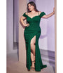 Ladivine by Cinderella Divine Plus Size Emerald Regal Off Shoulder Bridesmaid Dress