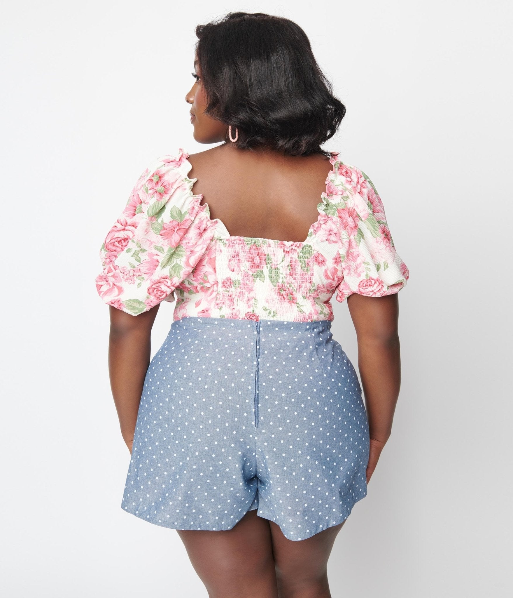 Plus Size Ivory Floral Truth Be Told Viviana Crop Top - Unique Vintage - Womens, TOPS, WOVEN TOPS