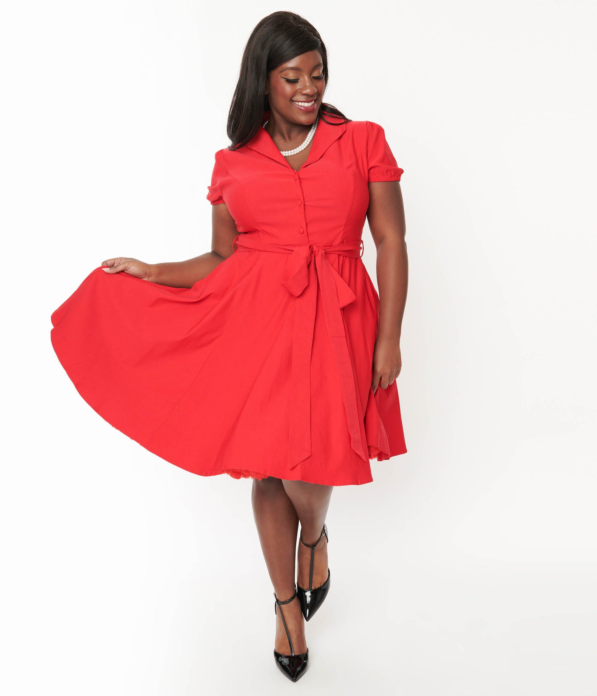 Plus Size Lady In Red Monroe Swing Dress - Unique Vintage - Womens, DRESSES, SWING