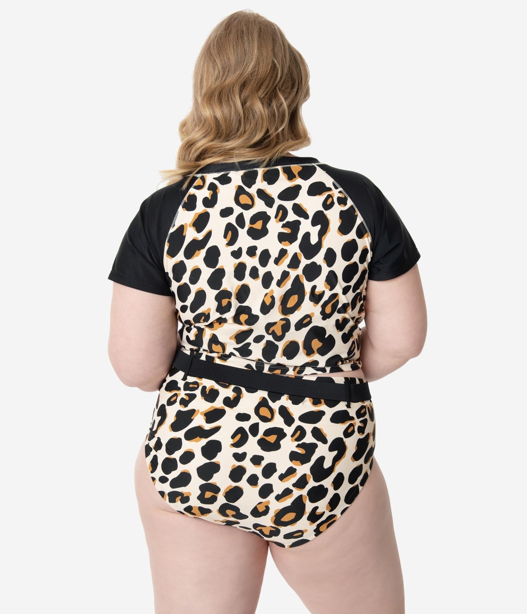 Plus Size Leopard Print Belted Swim Bottom - Unique Vintage - Womens, SWIM, BOTTOM