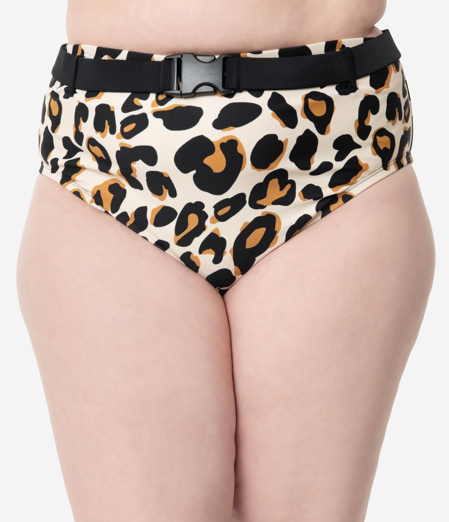 Plus Size Leopard Print Belted Swim Bottom - Unique Vintage - Womens, SWIM, BOTTOM