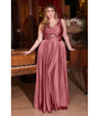 Cinderella Divine  Plus Size Mauve Rose Satin Ruched Knotted Keyhole Evening Gown