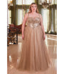 Cinderella Divine  Plus Size Mocha Gold Glitter Bodice & Tulle Prom Ball Gown