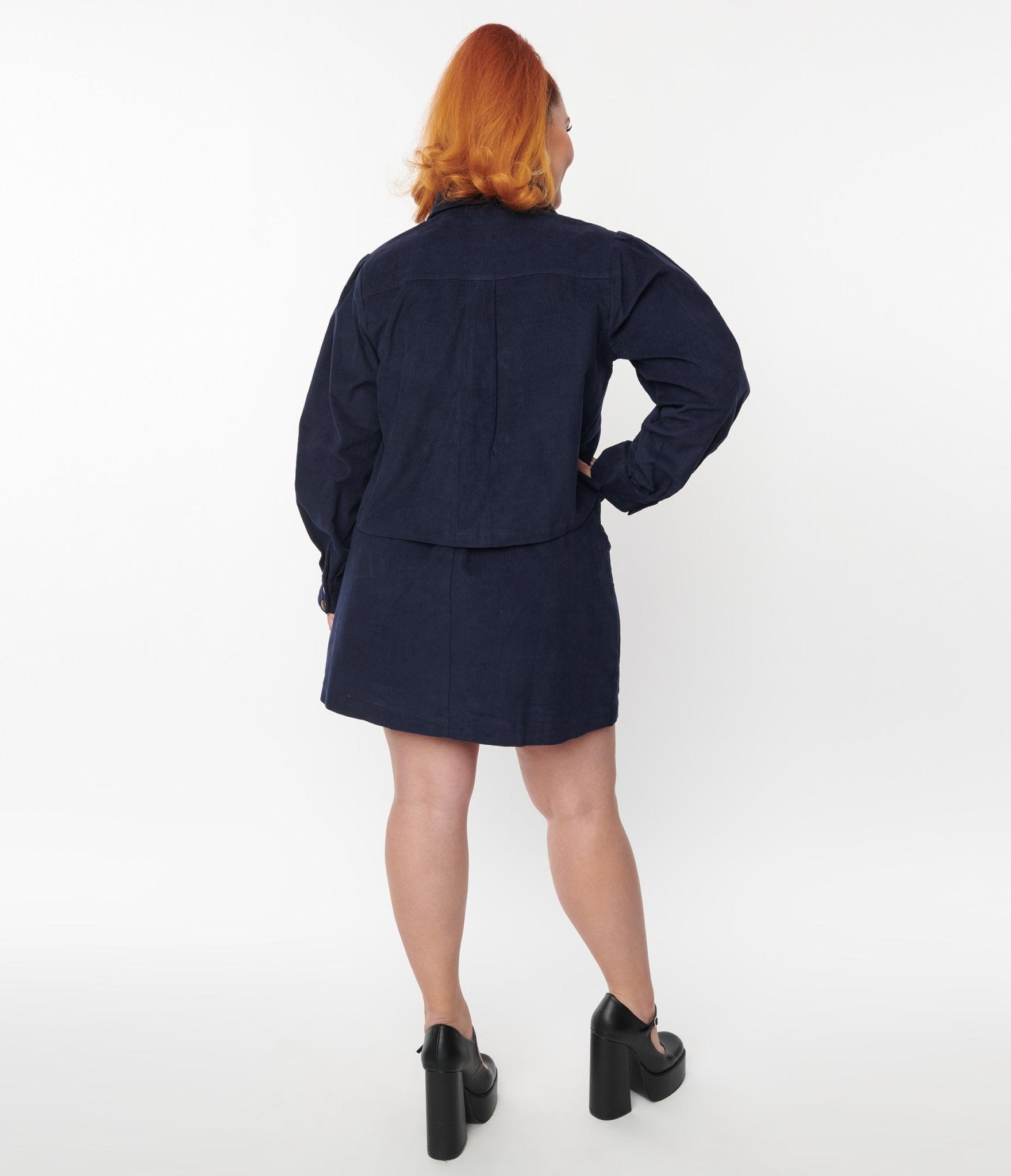Plus Size Navy Moxy Skirt - Unique Vintage - Womens, BOTTOMS, SKIRTS