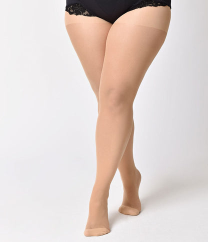 Plus Size Nude Sheer Backseam Pantyhose - Unique Vintage - Womens, ACCESSORIES, HOSIERY