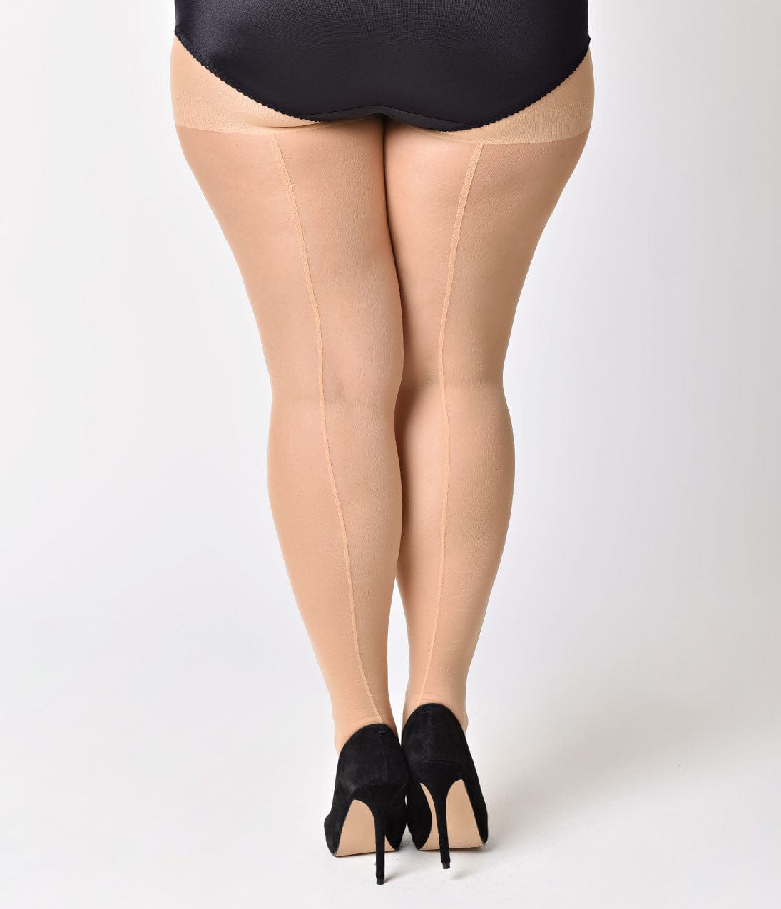 Plus Size Nude Sheer Backseam Pantyhose – Unique Vintage