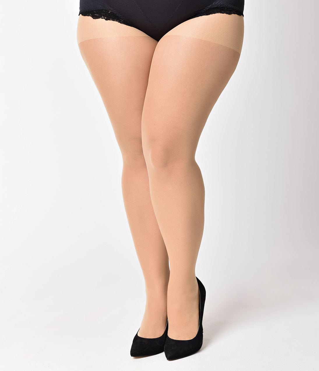 Plus Size Nude Sheer Backseam Pantyhose – Unique Vintage