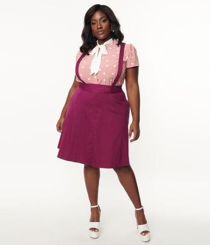 Plus Size Purple Pinafore Flare Skirt - Unique Vintage - Womens, BOTTOMS, SKIRTS