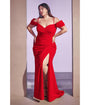 Cinderella Divine  Plus Size Red Regal Off Shoulder Bridesmaid Dress