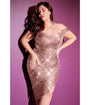 Cinderella Divine  Plus Size Rose Gold Gathered Sequin Homecoming Dress