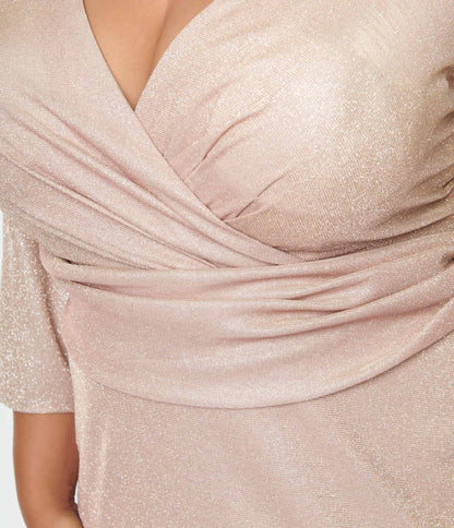 Plus Size Rose Gold Glitter Mother Of The Bride Dress - Unique Vintage - Womens, DRESSES, PROM AND SPECIAL OCCASION