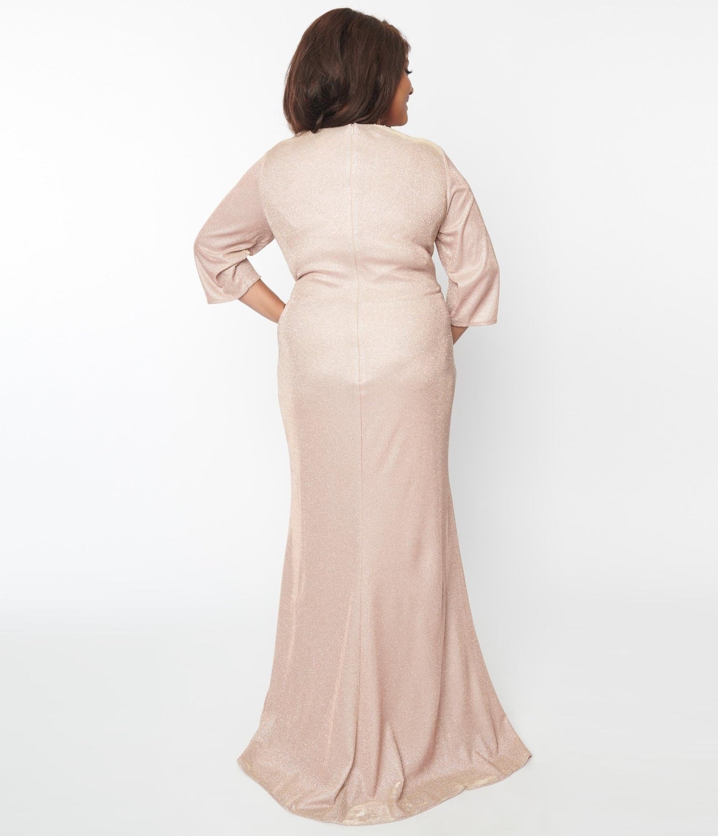 Plus Size Rose Gold Glitter Mother Of The Bride Dress - Unique Vintage - Womens, DRESSES, PROM AND SPECIAL OCCASION