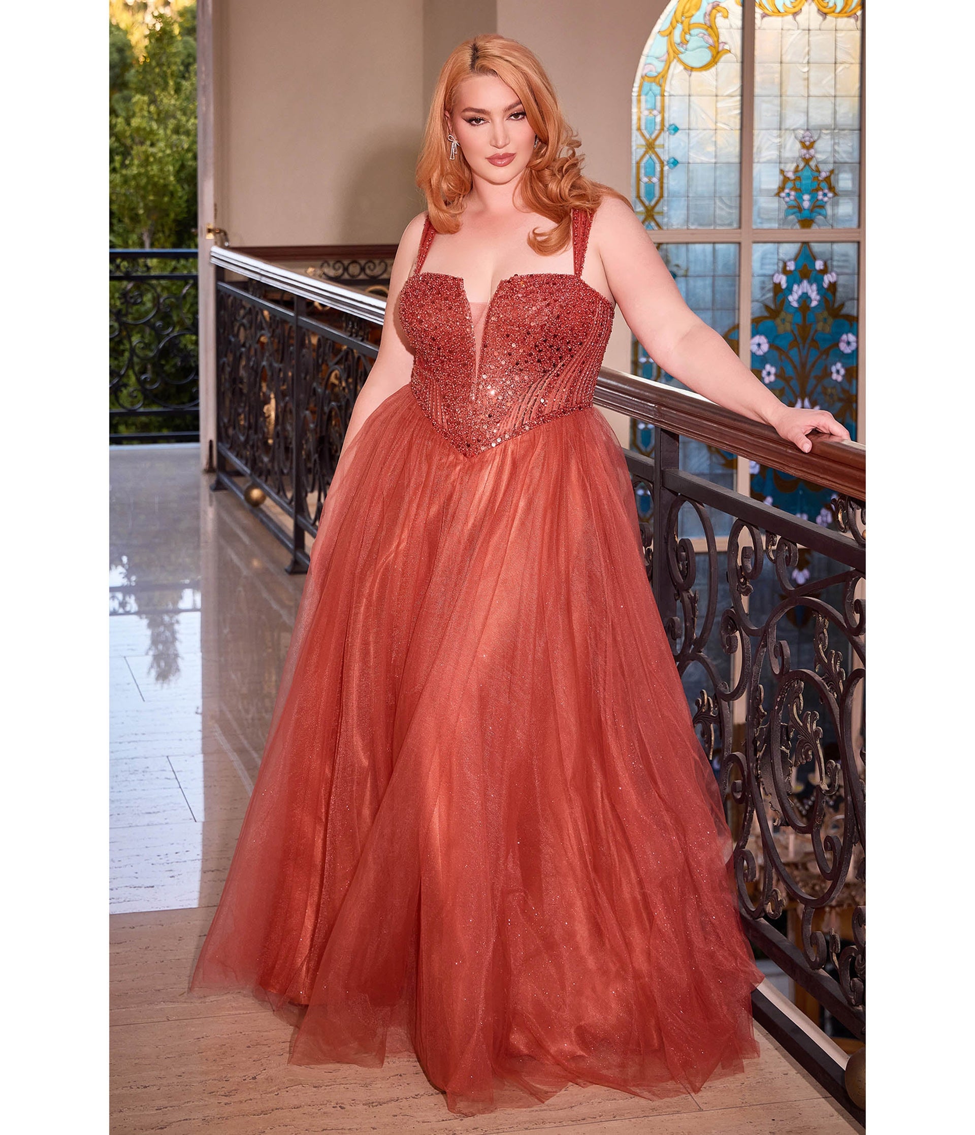 Plus Size Sienna Glitter Bodice & Tulle Prom Ball Gown - Unique Vintage - Womens, DRESSES, PROM AND SPECIAL OCCASION