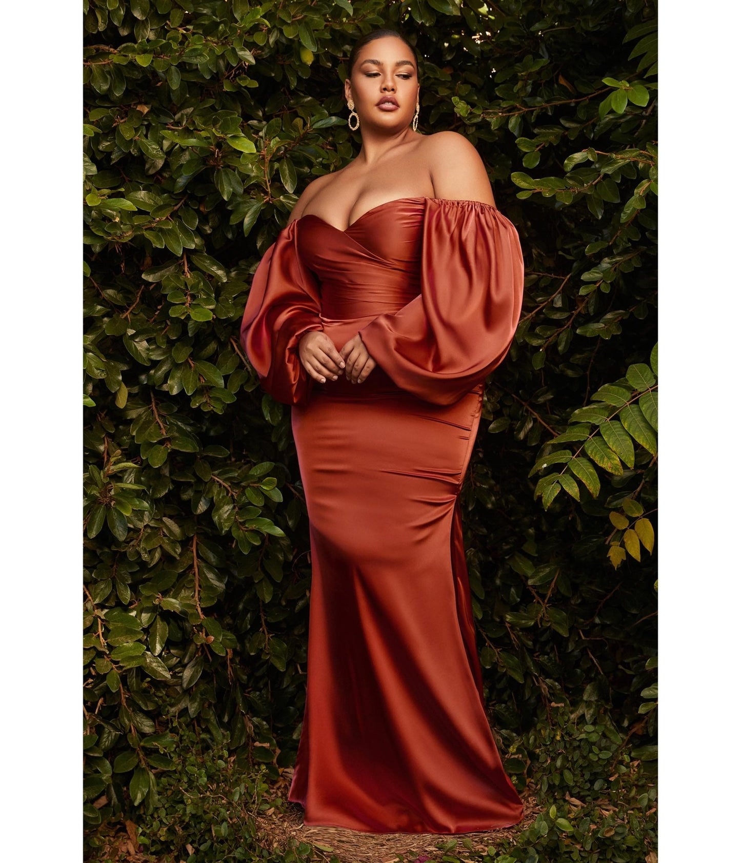 Plus Size Sienna Satin Long Sleeve Bridesmaid Dress - Unique Vintage - Womens, DRESSES, PROM AND SPECIAL OCCASION