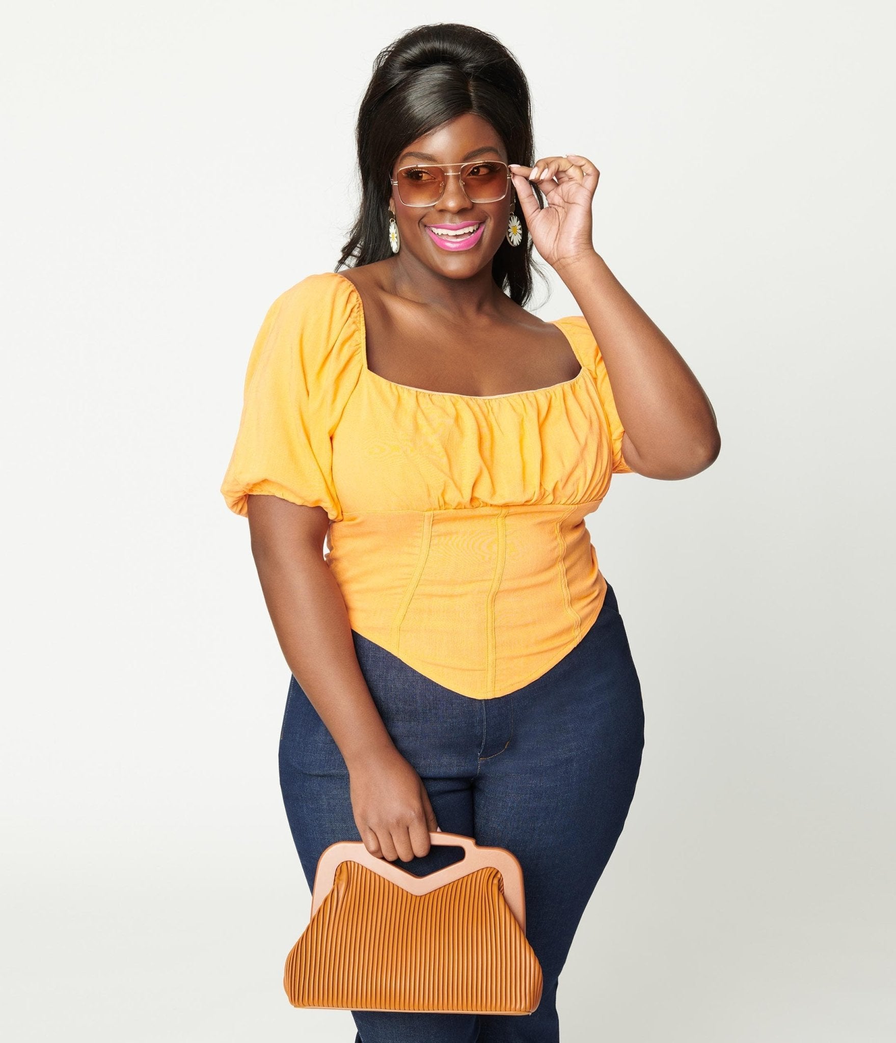 Plus size puff sleeve top hot sale