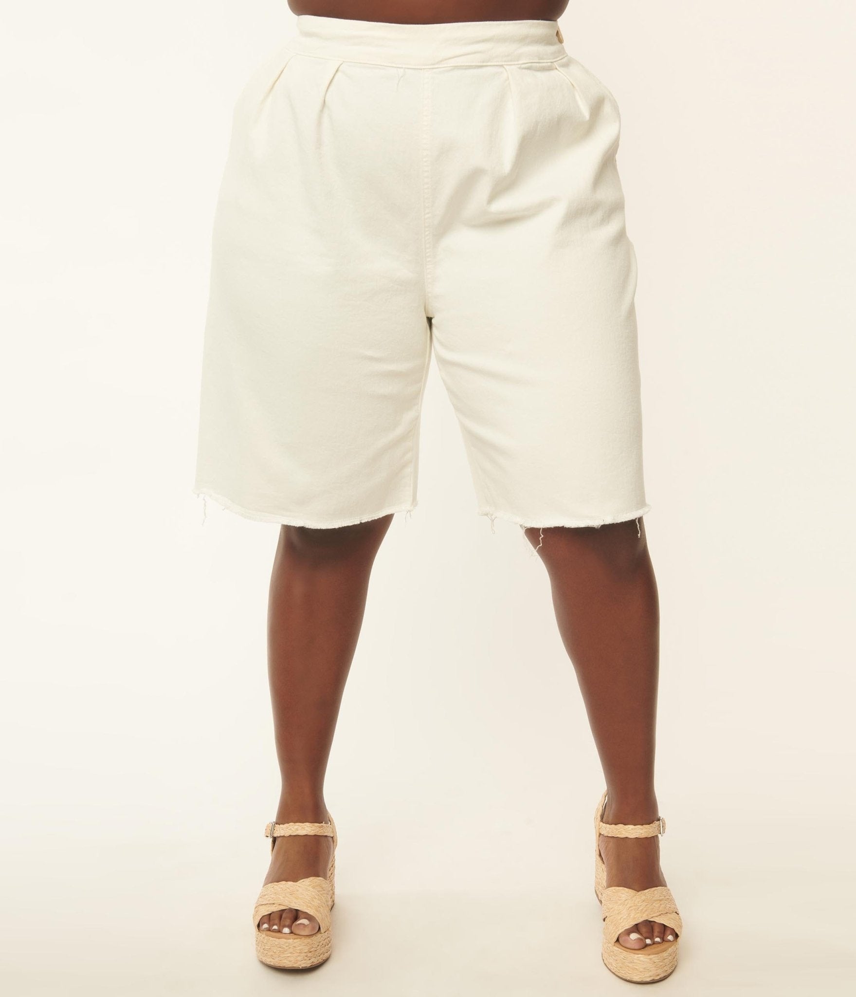 Plus Size White Denim Shorts - Unique Vintage - Womens, BOTTOMS, SHORTS