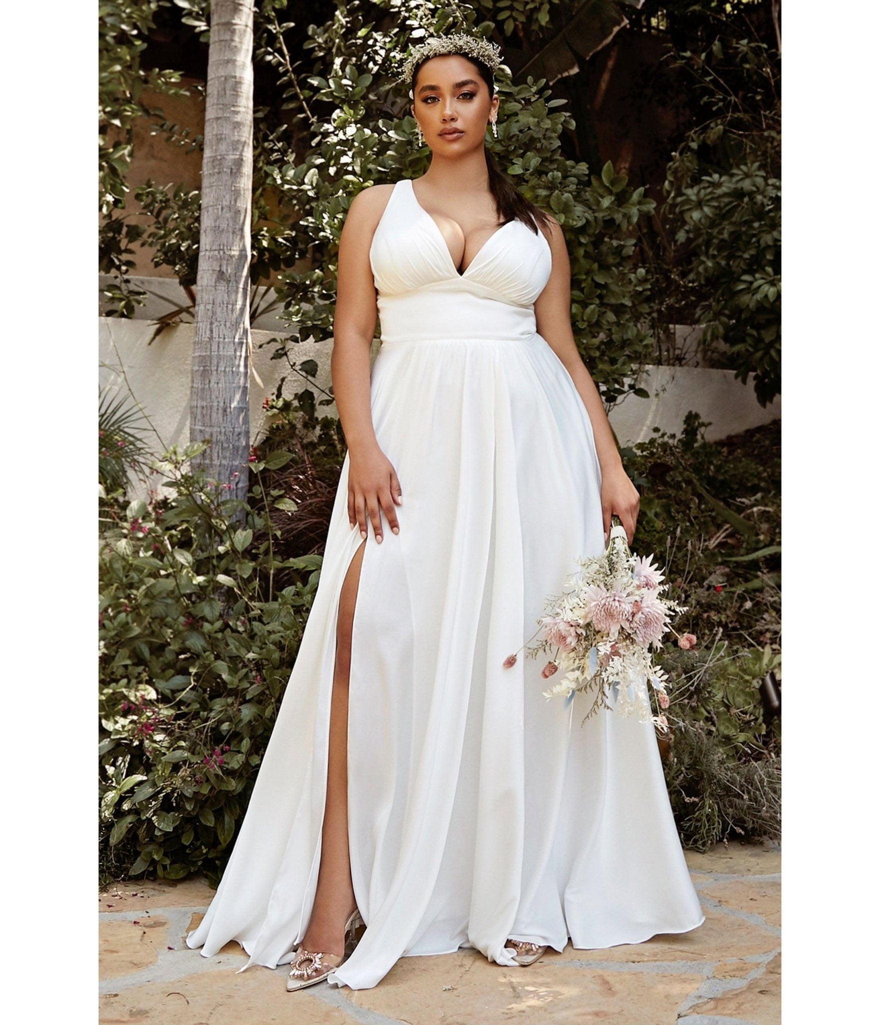 Classic Satin A-line Plus Size Bridal Gown Pockets