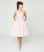Preorder- Unique Vintage Pink & White Gingham Bobbie Swing Dress