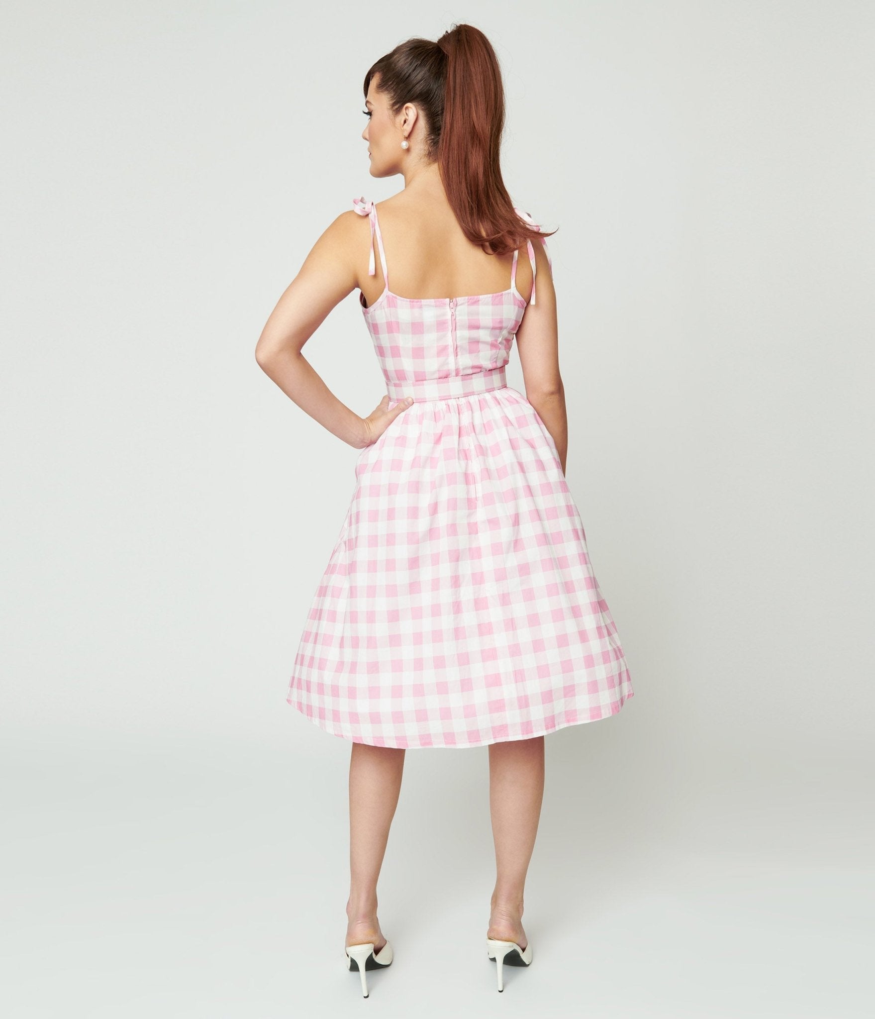 Preorder- Unique Vintage Pink & White Gingham Bobbie Swing Dress - Unique Vintage - Womens, DRESSES, SWING