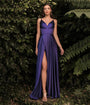 Cinderella Divine  Purple Liquid Satin Prom Dress