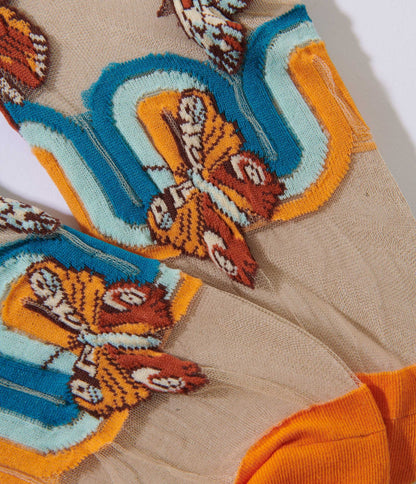 Rainbow Butterfly Sheer Crew Socks - Unique Vintage - Womens, ACCESSORIES, HOSIERY