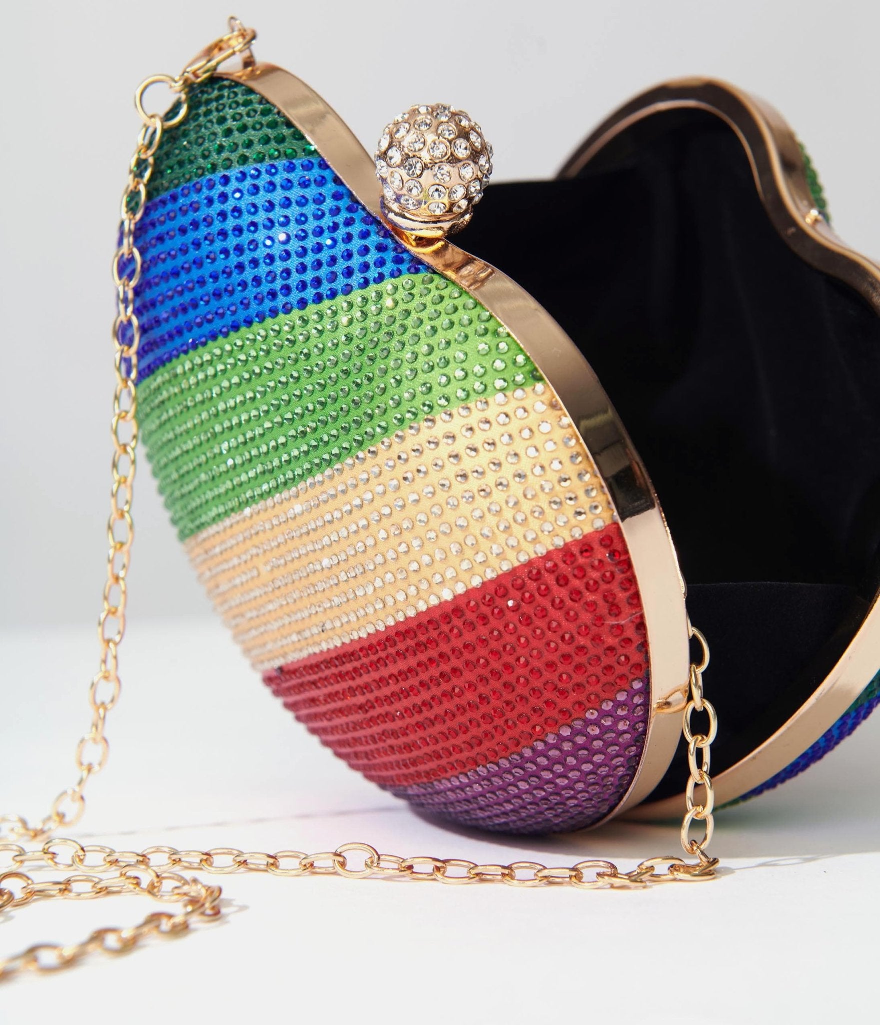 Rainbow Rhinestone Heart Clutch Bag - Unique Vintage - Womens, ACCESSORIES, HANDBAGS