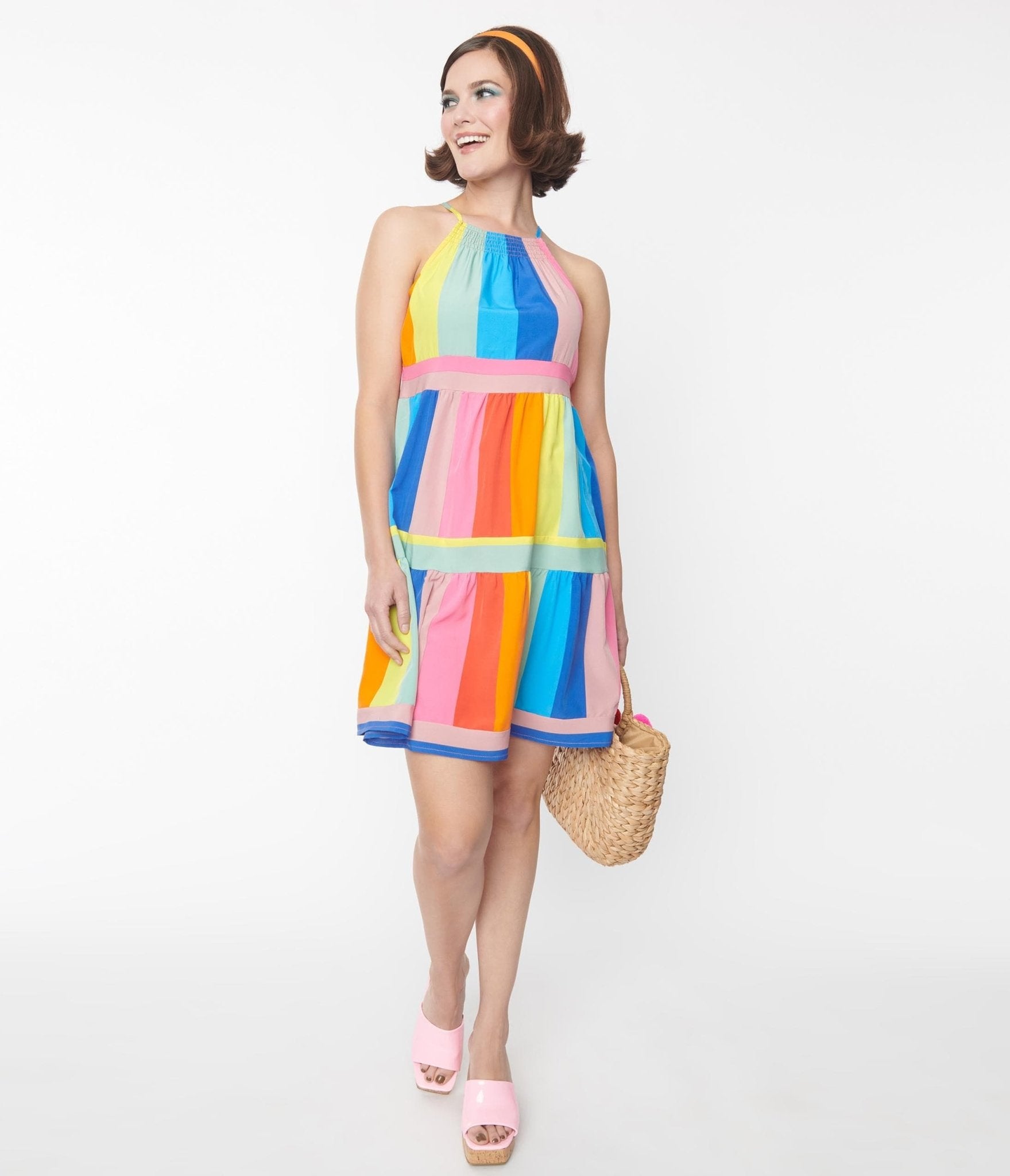 Rainbow Striped Shift Dress - Unique Vintage - Womens, DRESSES, SHIFTS