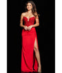 Jovani Red Beaded Corset Bodice Evening Gown